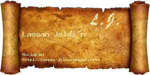Lassan Jolán névjegykártya